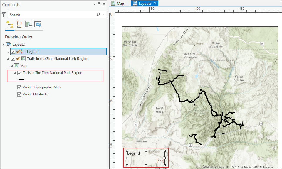 Problem: The Legend Displays a Bracketed Red Ellipsis in the Map Layout in  ArcGIS Pro