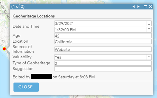 The pop-up of the ArcGIS Online Map Viewer Classic with all the fields for editing displayed but the Delete option is unavailable.