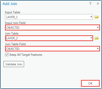 The Add Join window with the parameters for the Input Join Field, Join Table, and Join Table Field.