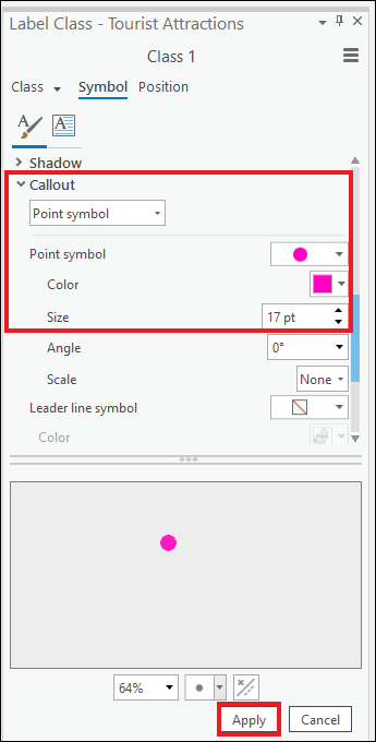 Configure the point symbol to label the point features.