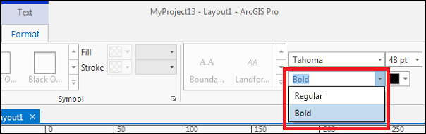 The 'Text Symbol Font Style' drop-down menu that does not display the 'Italic' font style option in ArcGIS Pro.