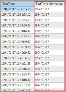 The newly created date field with the timestamp removed.