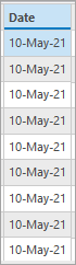 The date field showing results of the timestamp removed.