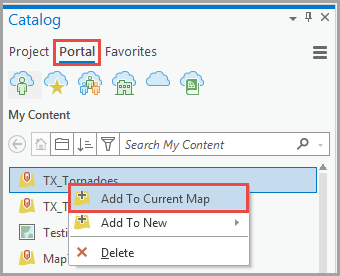 Adding the desired layer from Portal to the current map.