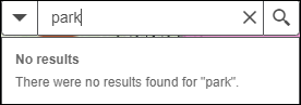A return message is displayed in the Search widget when searching for a feature or location.