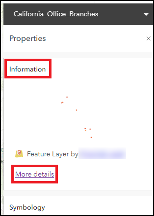 The Properties pane showing the 'More details' option under Information.
