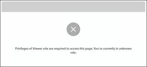 The error message 'Privileges of Viewer role are required to access this page. You're currently in unknown role.' when opening the link to the survey results.