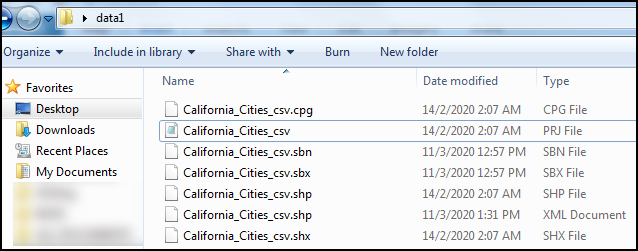 The data1 folder with the California_Cities_csv.dbf file missing.