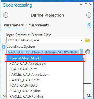 The Define Projection window to select the  same projection.