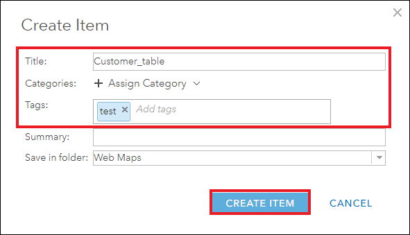 The ArcGIS Online Save the layer as an item pane.