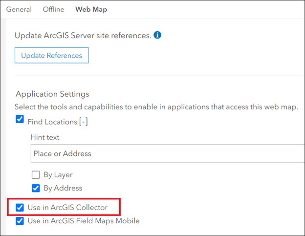 The ArcGIS Online window with the Use in ArcGIS Collector option available.