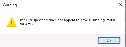 Error message returned when attempting to add a portal connection in ArcGIS Administrator