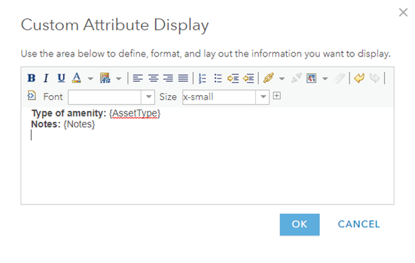 The Custom Attribute Display dialog box