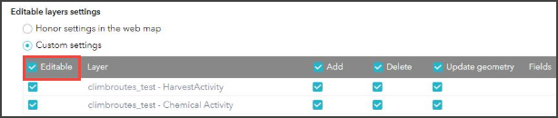 The Editable layer to enable the edit option.