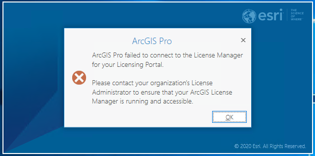 The error message is returned when attempting to log in with an ArcGIS Enterprise Named User license