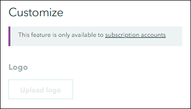 The error message displayed in the Customize section and the Upload Logo option is disabled in ArcGIS StoryMaps.