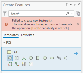 An error is returned when attempting to create new features in a hosted feature layer in ArcGIS Pro.