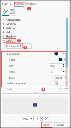 The Label Class pane with the option to Select Point Symbol
