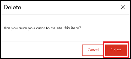 The Delete dialog box displaying the Delete option.