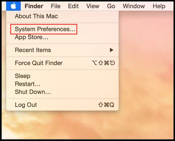 The Apple menu to navigate to System Preference