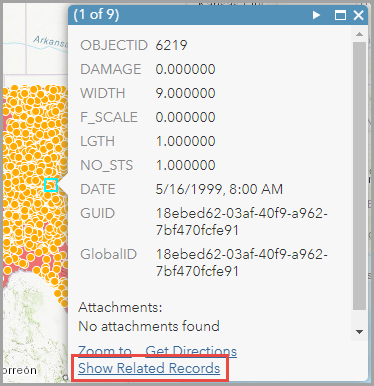 The Show Related Records option is now available in pop-ups in ArcGIS Online Map Viewer Classic.
