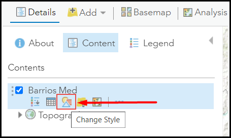 The Content pane showing the Change Style option
