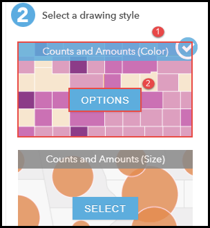 The Change Style pane to select Counts and Amounts