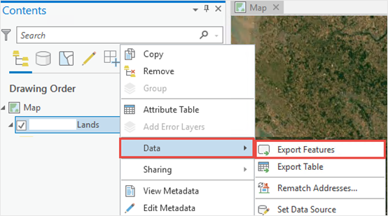 When right-click the ArcGIS Living Atlas feature layer, there are several selection to edit the layer. Select Data leads to another few selections including Export Features, Export Table, and Set Data Source.