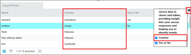 The field's visibility enabled to display it in the survey table on the ArcGIS Survey123 website.