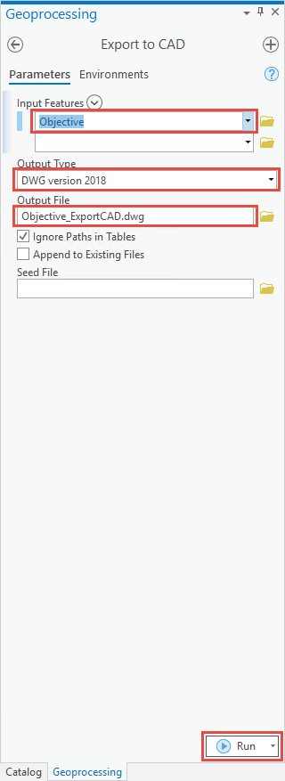 ArcGIS Pro Export to CAD pane