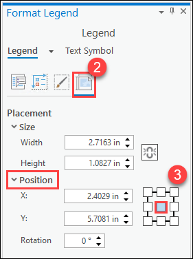 The Format Legend pane with the Placement tab.