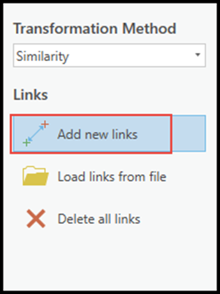The Transform pane with the Links tab