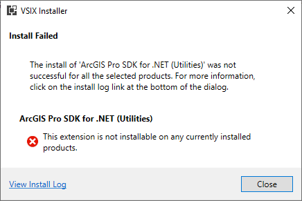ArcGIS Pro SDK for .NET Utilities Visual Studio Extension Error