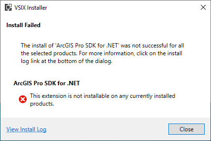 ArcGIS Pro SDK for .NET Templates Visual Studio Extension Error