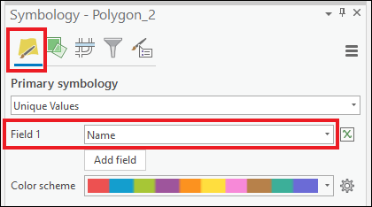 Select a supported field to symbolize the feature layer in the Symbology pane.