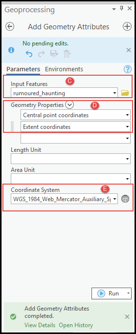 Fill in the parameters