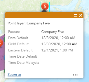 The ArcGIS Web AppBuilder pop-up showing attachments not displayed.