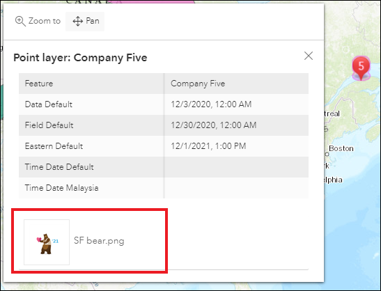 The attachment displayed in the pop-up in ArcGIS Dashboards.