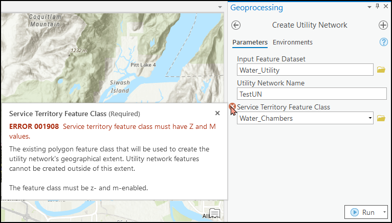 The error message is returned when creating new utility networks using the Create Utility Network tool in ArcGIS Pro.