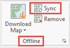Select Sync in the Offline group of the Map tab on the ribbon.