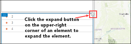 Click the expand button located on the upper-right corner of a dashboard element to expand the element. The same button can be clicked again to close the expansion.