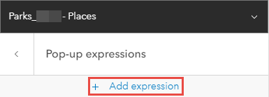 The Map Viewer Pop-up expressions pane with the Add expression icon