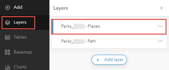 The Map Viewer Contents (dark) toolbar with the Layers tab