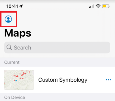 Profile button on iOS device