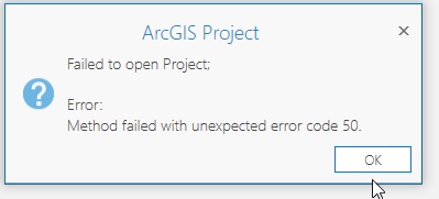 Error code is displayed when attempting to open project template.