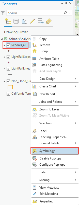 How to open the Symbology pane of a feature class in the Contents pane