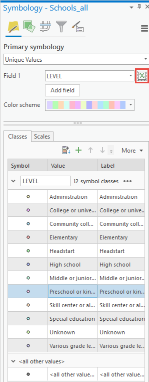 The location of the Set an expression icon in the Symbology pane