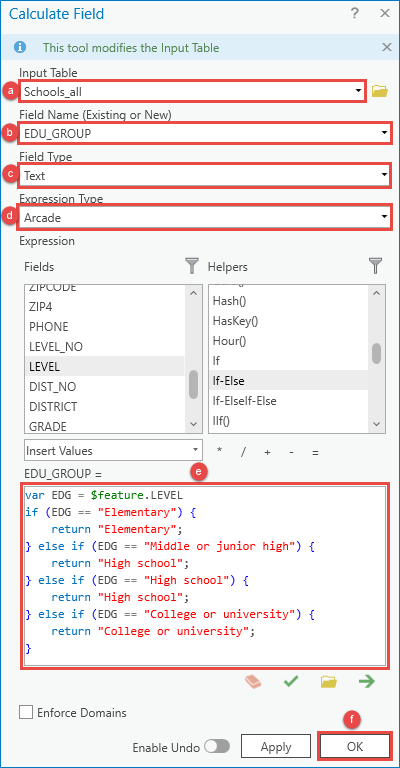 The Calculate Field dialog box with the parameters filled