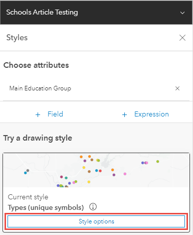 The location of the Styles options icon in the Styles pane