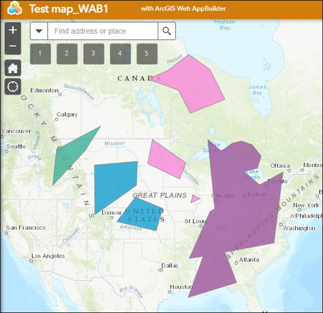 The merged polygon feature displayed in ArcGIS Web AppBuilder.